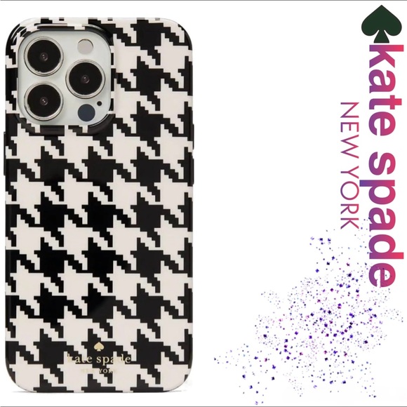 NWT KATE SPADE Houndstooth Printed Resin I-Phone 13 Pro Case! - Picture 6 of 6